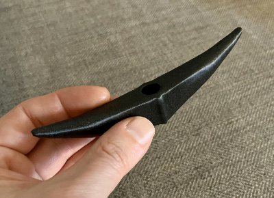 Angled view emphasizing the tapered wing structure of the replica.