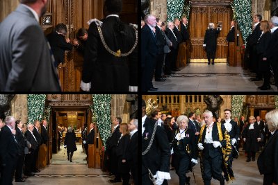 Archival photographs depicting the ceremonial use of Black Rod in Parliament.