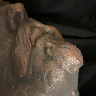 Macro detail of the nose, mouth, and beard on the Kesselstadt mask replica.