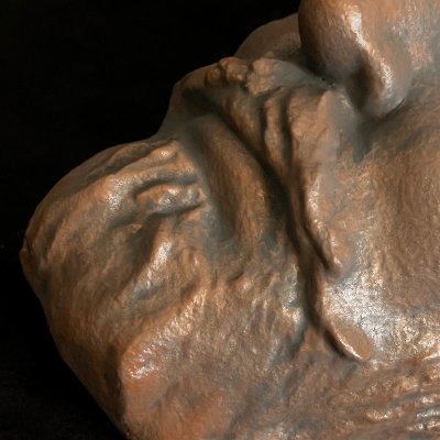 Macro detail focusing on the textured beard and mustache of the 1893 death mask.